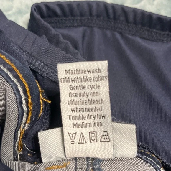 oh! mamma Maternity Jeans Sz L Dark Blue Low Rise Full Panel 5 Pocket Stretch - Picture 9 of 9